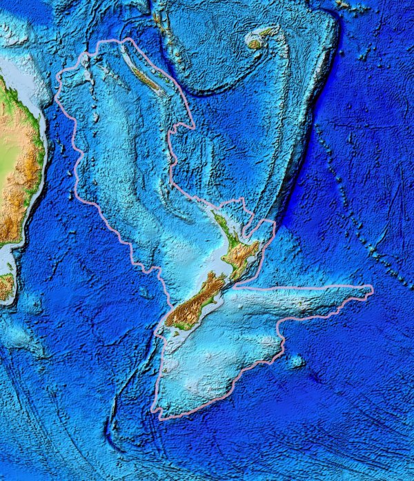 Topografski prikaz drevne Zelandije