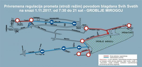 Stroži režim za dolazak na Mirogoj 2017. (klikni za uvećanje)