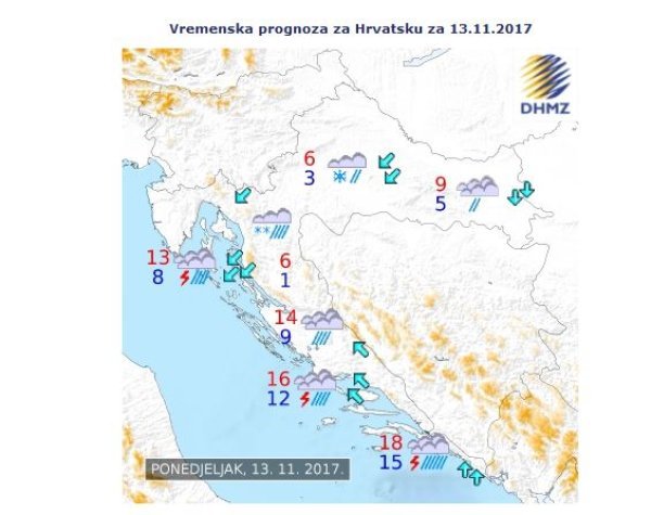 Hrvatska u ponedjeljak