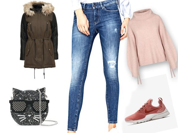 Torba (Karl Lagerfeld, XYZ Premium Fashion Store); jakna (Sportina); traperice (Pepe Jeans); vesta (Tally Weijl); tenisice (Nike)