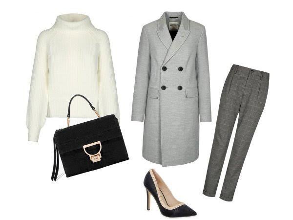 Vesta, hlače i kaput (Tally Weijl); torba (Coccinelle, XYZ Premium Fashion Store); cipele (La Strada, Transporter Footwear)
