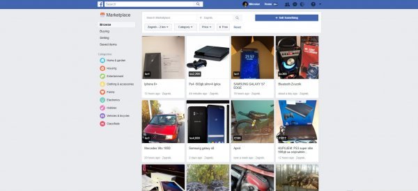 Početna stranica Facebook Marketplacea