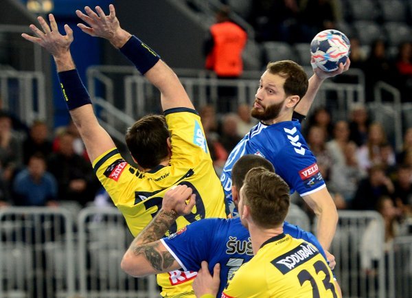 PPD Zagreb - Rhein Neckar Lowen. Damir Bičanić, Gedeon Guardiola, Hendrik Pekeler