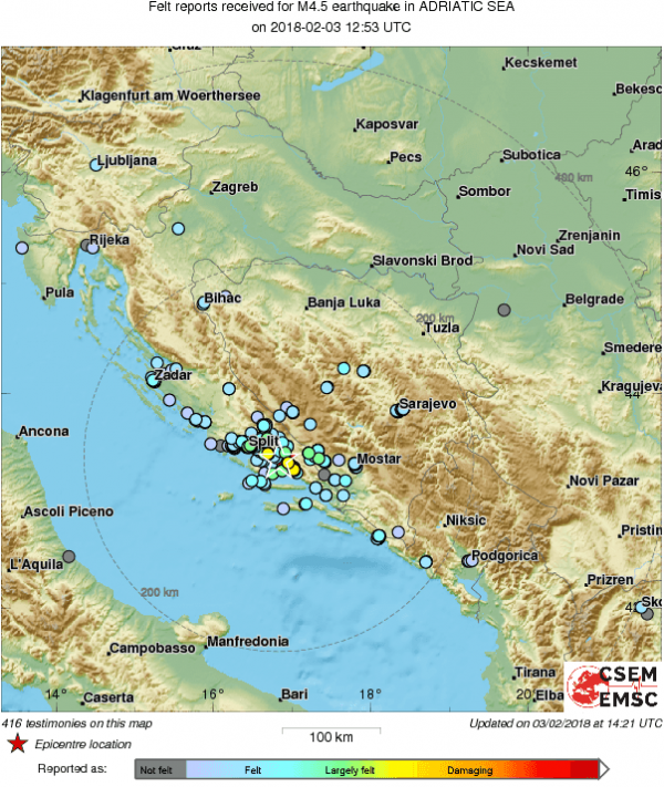 Kako su građani osjetili potres u Splitu (EMSC)