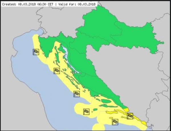 Meteoalarm upozorava na jake udare vjetra duž cijele jadranske obale