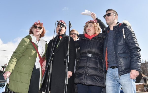 Prosvjed Sindikata hrvatskih učitelja ispred Ministarstva znanosti i obrazovanja