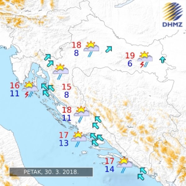 Vremenska prognoza za petak 30. ožujka