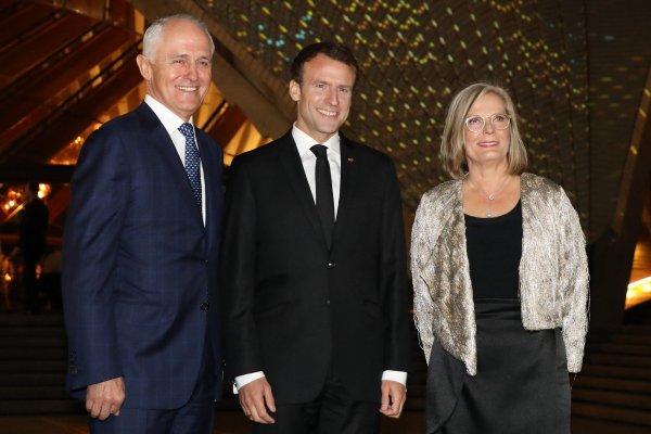 Malcolm Turnbull, Emmanuel Macron i Lucy Turnbull