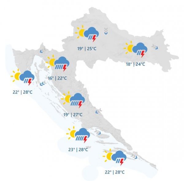 Vremenska prognoza za ponedjeljak, 23. srpnja