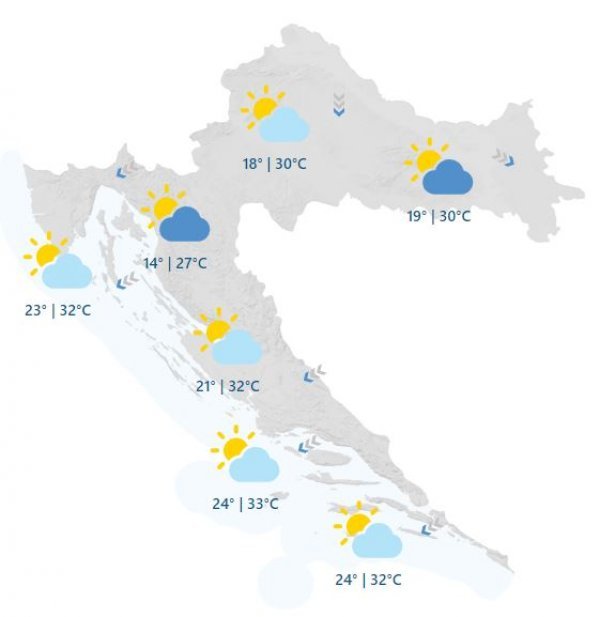 Vremenska prognoza za srijedu 25. srpnja