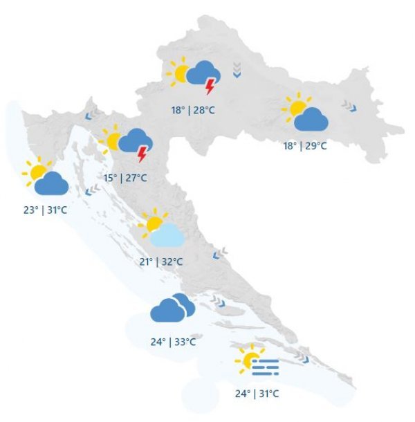 Vremenska prognoza za četvrtak, 26. srpnja