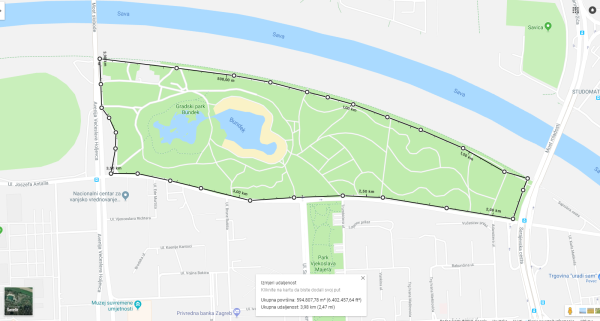 Dužina staze oko Bundeka