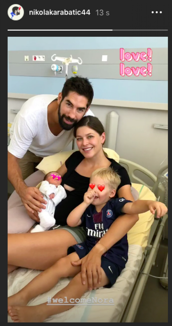 Nikola Karabatić i Geraldine Pillet sa sinom Alekom i kćerkicom Norom