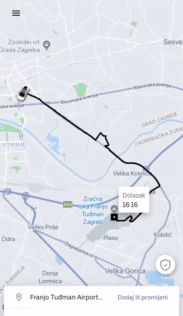 Uber - Gumb za hitnu pomoć