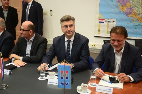 Milijan Brkić, Andrej Plenković i Gordan Jandroković