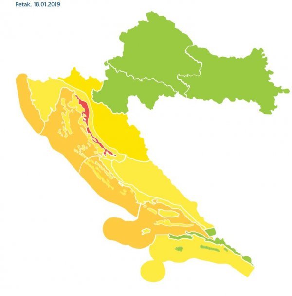 Crveni meteoalarm izdan je za područje podno Velebita