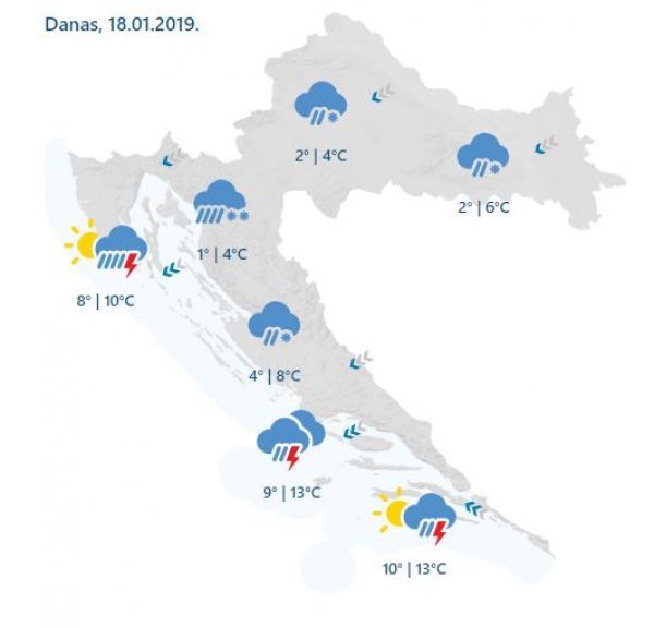 Vremenska prognoza za petak 18. siječnja