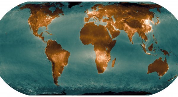 Karta prosječne količine dušikovog dioksida u najnižem dijelu Zemljine atmosfere, prema podacima satelita Sentinel 5P