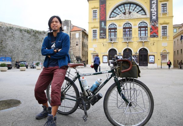 Japanski biciklist iz Hirosime Ryosuke Tomotake u Splitu