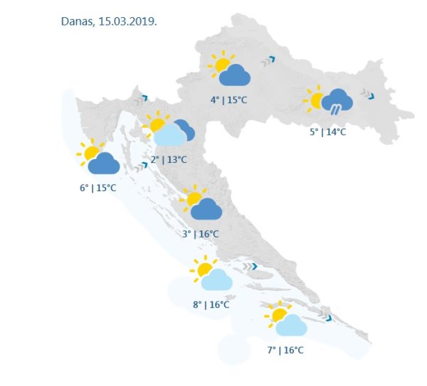 Vrijeme u Hrvatskoj danas