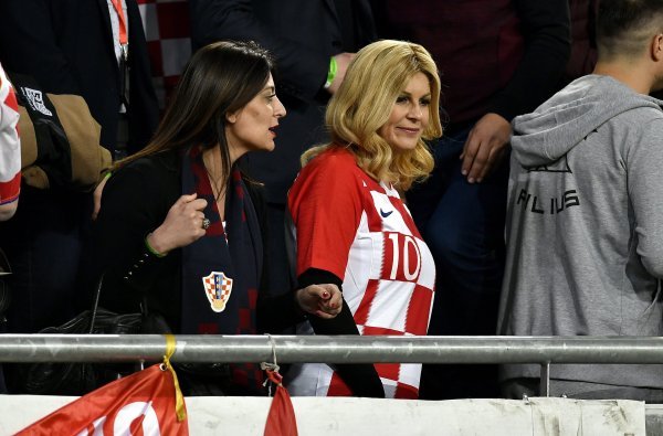 Predsjednica Kolinda Grabar Kitarović prati utakmicu Mađarska - Hrvatska