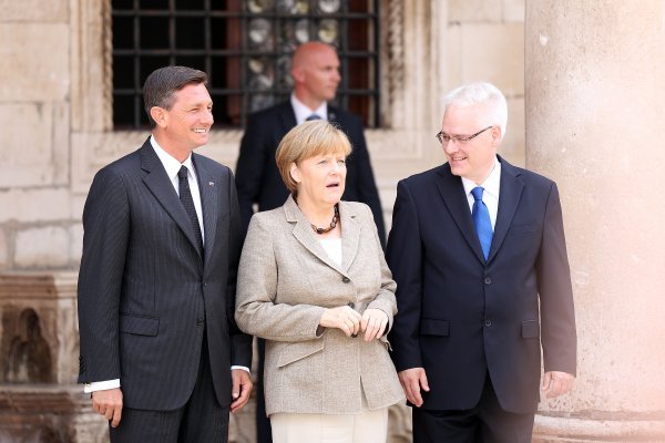 Borut Pahor, Angela Merkel i Ivo Josipović u Dubrovniku