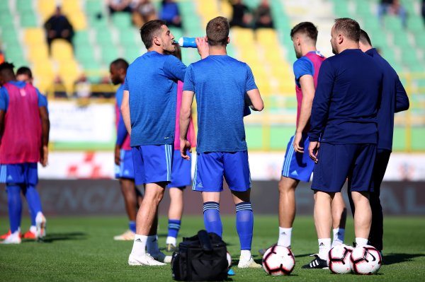 Zagrijavanje igrača Dinama